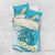 Turquoise Hawaii Shark Tattoo Bedding Set Frangipani With Polynesian Pastel Version