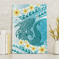 Turquoise Hawaii Shark Tattoo Canvas Wall Art Frangipani With Polynesian Pastel Version
