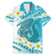 Turquoise Hawaii Shark Tattoo Family Matching Mermaid Dress and Hawaiian Shirt Frangipani With Polynesian Pastel Version