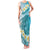Turquoise Hawaii Shark Tattoo Family Matching Tank Maxi Dress and Hawaiian Shirt Frangipani With Polynesian Pastel Version