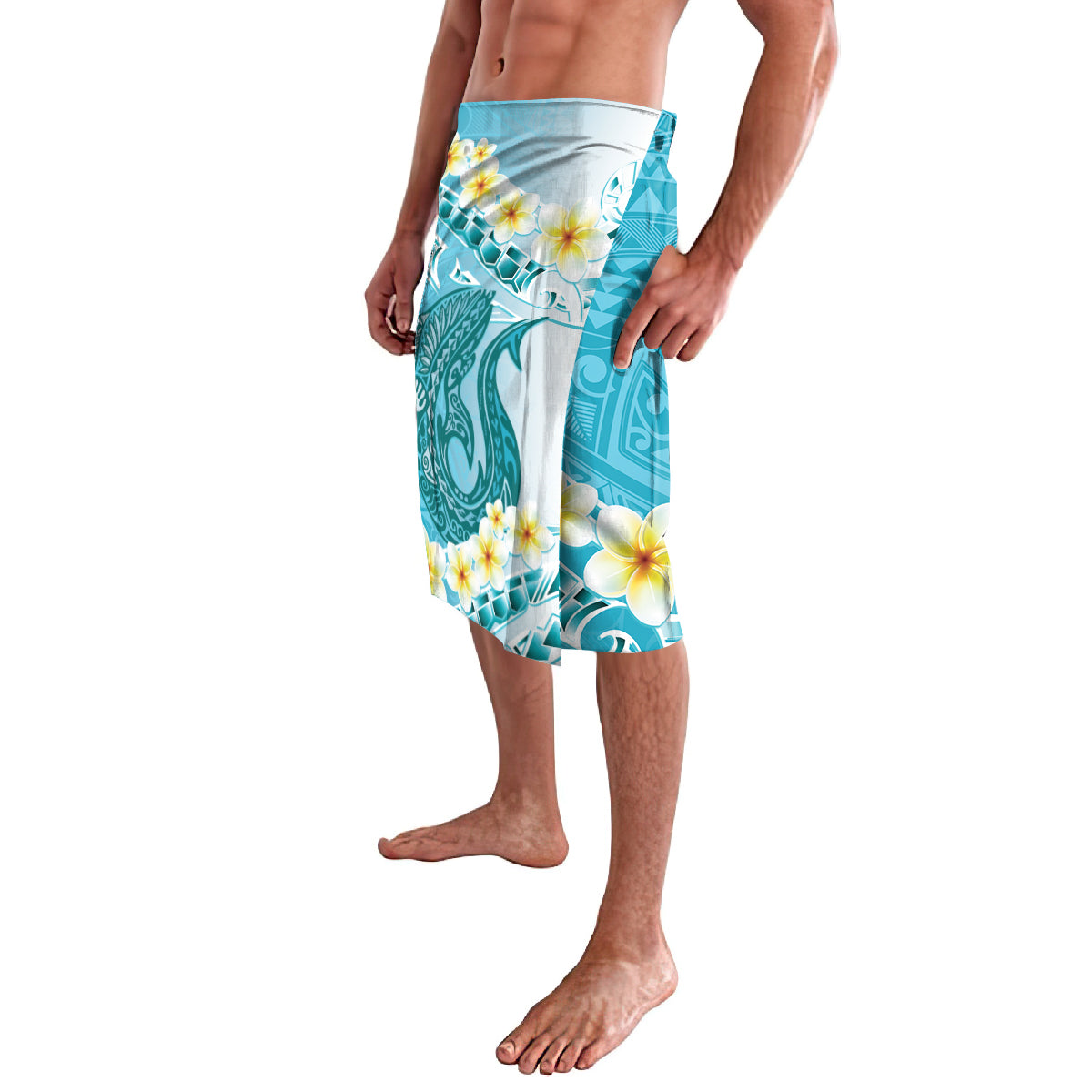 Turquoise Hawaii Shark Tattoo Lavalava Frangipani With Polynesian Pastel Version