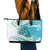 Turquoise Hawaii Shark Tattoo Leather Tote Bag Frangipani With Polynesian Pastel Version