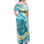 Turquoise Hawaii Shark Tattoo Off Shoulder Maxi Dress Frangipani With Polynesian Pastel Version