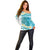 Turquoise Hawaii Shark Tattoo Off Shoulder Sweater Frangipani With Polynesian Pastel Version