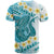 Turquoise Hawaii Shark Tattoo T Shirt Frangipani With Polynesian Pastel Version