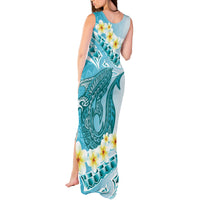 Turquoise Hawaii Shark Tattoo Tank Maxi Dress Frangipani With Polynesian Pastel Version
