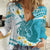 Turquoise Hawaii Shark Tattoo Women Casual Shirt Frangipani With Polynesian Pastel Version