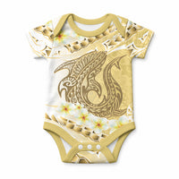 Gold Hawaii Shark Tattoo Baby Onesie Frangipani With Polynesian Pastel Version LT14 Gold - Polynesian Pride