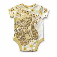 Gold Hawaii Shark Tattoo Baby Onesie Frangipani With Polynesian Pastel Version LT14 - Polynesian Pride