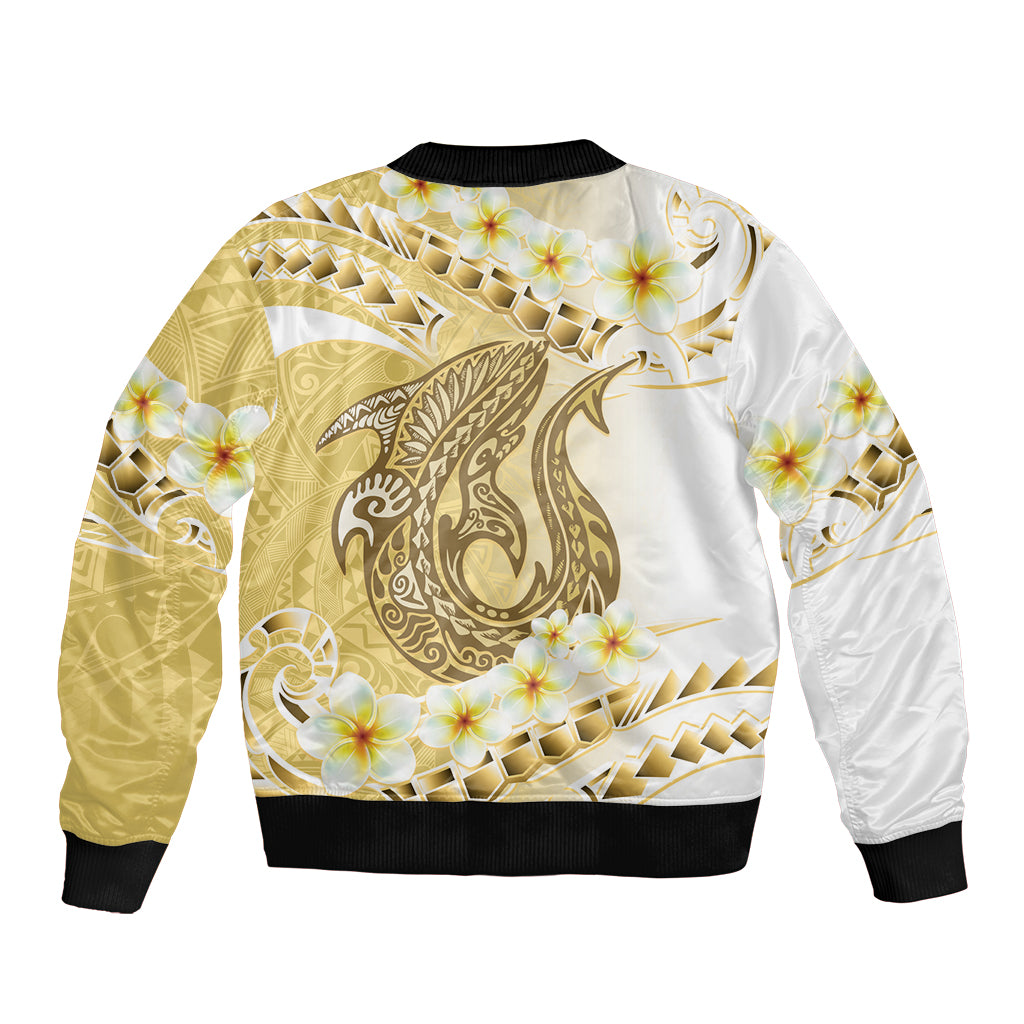 Gold Hawaii Shark Tattoo Bomber Jacket Frangipani With Polynesian Pastel Version