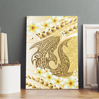 Gold Hawaii Shark Tattoo Canvas Wall Art Frangipani With Polynesian Pastel Version