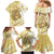 Gold Hawaii Shark Tattoo Family Matching Mermaid Dress and Hawaiian Shirt Frangipani With Polynesian Pastel Version