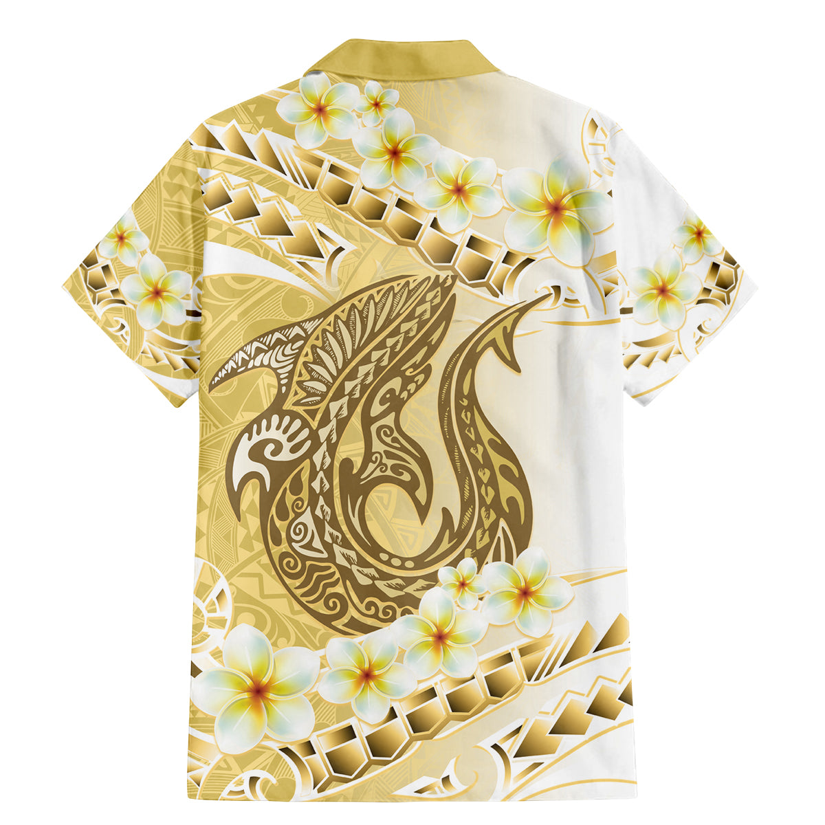 Gold Hawaii Shark Tattoo Family Matching Mermaid Dress and Hawaiian Shirt Frangipani With Polynesian Pastel Version LT14 - Polynesian Pride