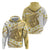 Gold Hawaii Shark Tattoo Hoodie Frangipani With Polynesian Pastel Version