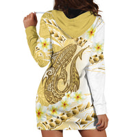 Gold Hawaii Shark Tattoo Hoodie Dress Frangipani With Polynesian Pastel Version