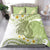 Green Hawaii Shark Tattoo Bedding Set Frangipani With Polynesian Pastel Version