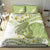 Green Hawaii Shark Tattoo Bedding Set Frangipani With Polynesian Pastel Version