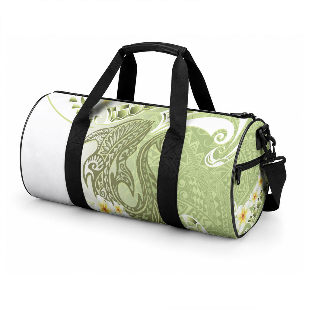 Green Hawaii Shark Tattoo Duffle Bag Frangipani With Polynesian Pastel Version LT14 - Polynesian Pride