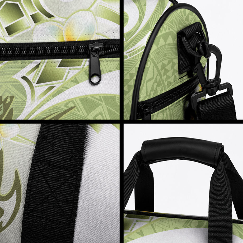 Green Hawaii Shark Tattoo Duffle Bag Frangipani With Polynesian Pastel Version LT14 - Polynesian Pride