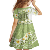 Green Hawaii Shark Tattoo Family Matching Long Sleeve Bodycon Dress and Hawaiian Shirt Frangipani With Polynesian Pastel Version LT14 - Polynesian Pride