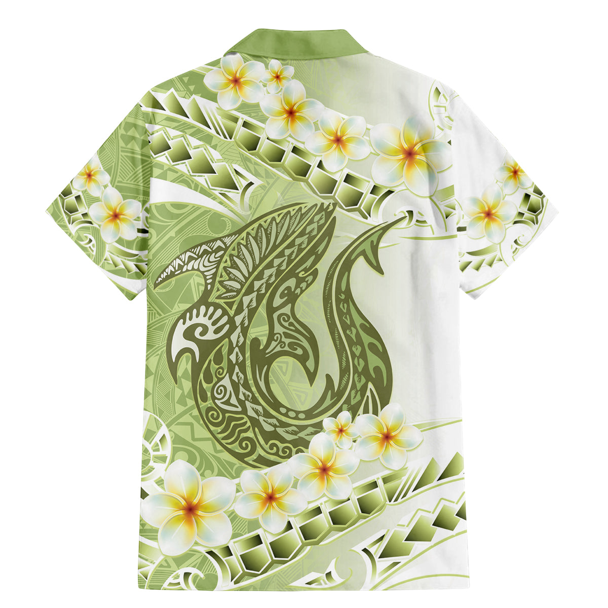 Green Hawaii Shark Tattoo Family Matching Mermaid Dress and Hawaiian Shirt Frangipani With Polynesian Pastel Version LT14 - Polynesian Pride