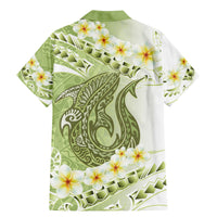 Green Hawaii Shark Tattoo Family Matching Mermaid Dress and Hawaiian Shirt Frangipani With Polynesian Pastel Version LT14 - Polynesian Pride