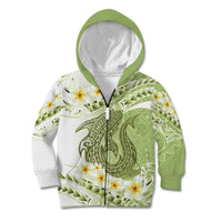 Green Hawaii Shark Tattoo Kid Hoodie Frangipani With Polynesian Pastel Version