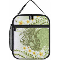 Green Hawaii Shark Tattoo Lunch Bag Frangipani With Polynesian Pastel Version LT14 10.2 × 8.3 × 4.3 inch Green - Polynesian Pride
