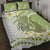 Green Hawaii Shark Tattoo Quilt Bed Set Frangipani With Polynesian Pastel Version