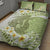 Green Hawaii Shark Tattoo Quilt Bed Set Frangipani With Polynesian Pastel Version