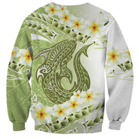 Green Hawaii Shark Tattoo Sweatshirt Frangipani With Polynesian Pastel Version