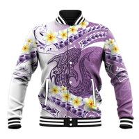 Purple Hawaii Shark Tattoo Baseball Jacket Frangipani With Polynesian Pastel Version