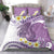 Purple Hawaii Shark Tattoo Bedding Set Frangipani With Polynesian Pastel Version