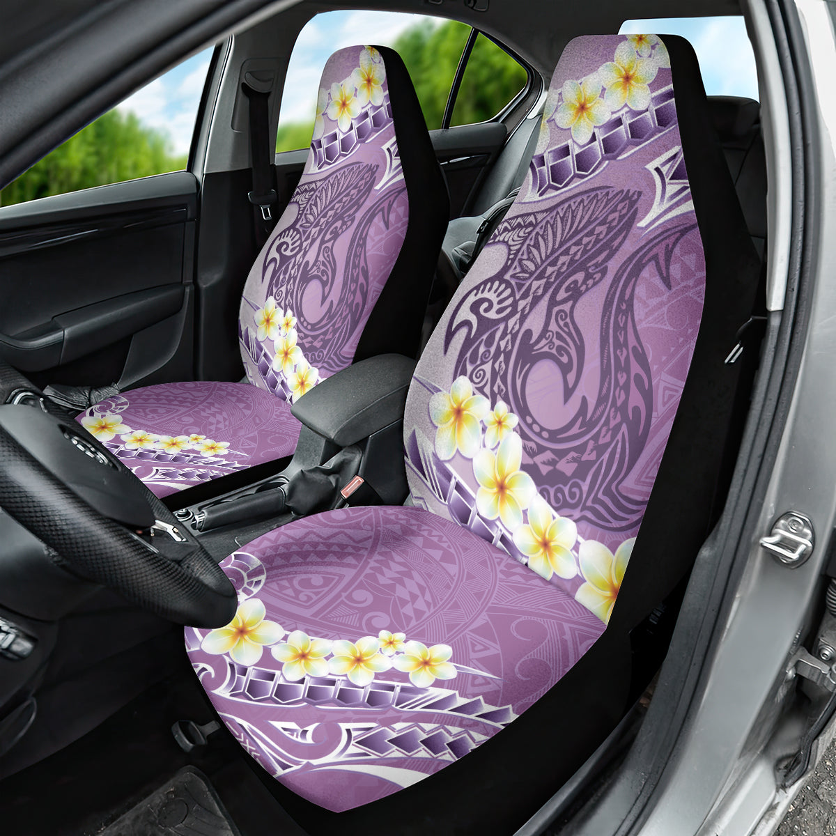 Purple Hawaii Shark Tattoo Car Seat Cover Frangipani With Polynesian Pastel Version