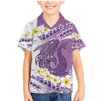 Purple Hawaii Shark Tattoo Family Matching Mermaid Dress and Hawaiian Shirt Frangipani With Polynesian Pastel Version