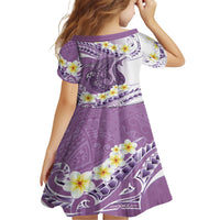 Purple Hawaii Shark Tattoo Family Matching Short Sleeve Bodycon Dress and Hawaiian Shirt Frangipani With Polynesian Pastel Version