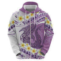 Purple Hawaii Shark Tattoo Hoodie Frangipani With Polynesian Pastel Version