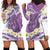 Purple Hawaii Shark Tattoo Hoodie Dress Frangipani With Polynesian Pastel Version