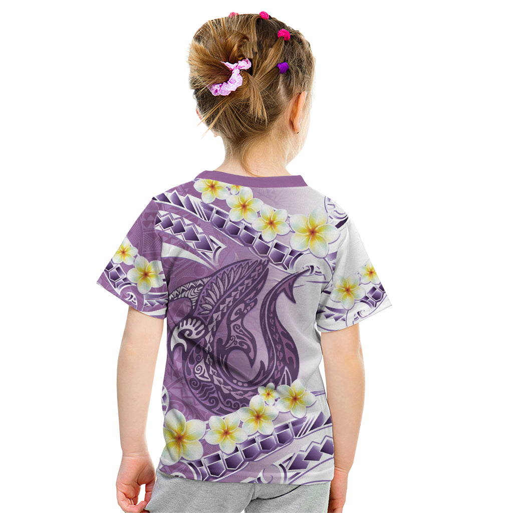 Purple Hawaii Shark Tattoo Kid T Shirt Frangipani With Polynesian Pastel Version