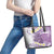 Purple Hawaii Shark Tattoo Leather Tote Bag Frangipani With Polynesian Pastel Version