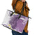 Purple Hawaii Shark Tattoo Leather Tote Bag Frangipani With Polynesian Pastel Version