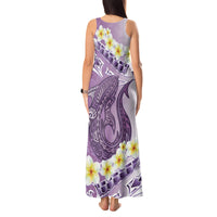 Purple Hawaii Shark Tattoo Tank Maxi Dress Frangipani With Polynesian Pastel Version