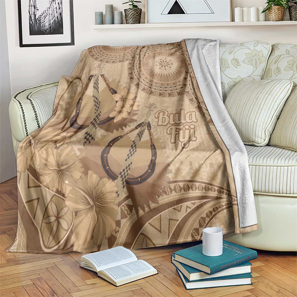 Brown Bula Fiji Blanket Fijian Dance Fan Tapa Cloth Pattern