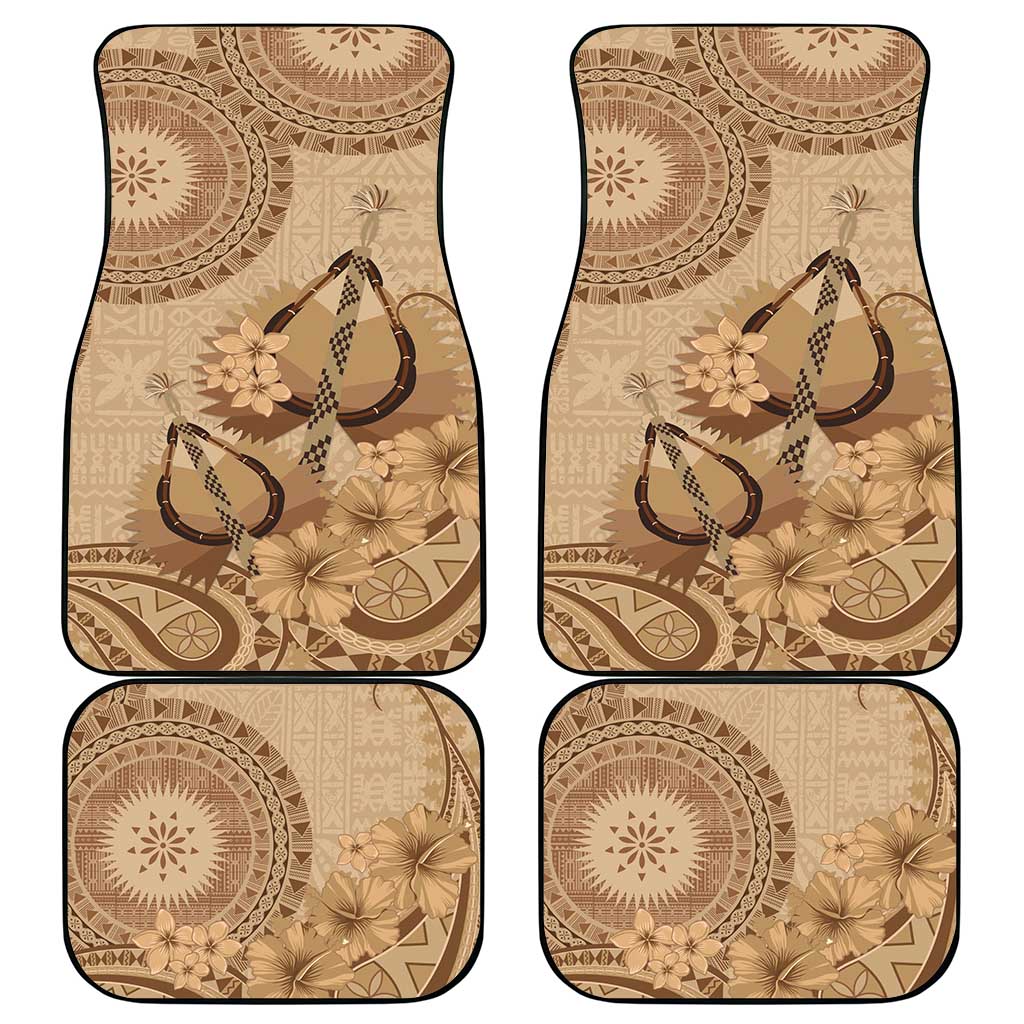 Brown Bula Fiji Car Mats Fijian Dance Fan Tapa Cloth Pattern