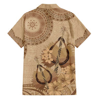 Brown Bula Fiji Family Matching Long Sleeve Bodycon Dress and Hawaiian Shirt Fijian Dance Fan Tapa Cloth Pattern