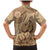 Brown Bula Fiji Family Matching Mermaid Dress and Hawaiian Shirt Fijian Dance Fan Tapa Cloth Pattern