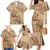 Brown Bula Fiji Family Matching Mermaid Dress and Hawaiian Shirt Fijian Dance Fan Tapa Cloth Pattern