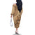 Brown Bula Fiji Family Matching Off The Shoulder Long Sleeve Dress and Hawaiian Shirt Fijian Dance Fan Tapa Cloth Pattern