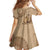 Brown Bula Fiji Family Matching Off Shoulder Maxi Dress and Hawaiian Shirt Fijian Dance Fan Tapa Cloth Pattern