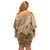 Brown Bula Fiji Family Matching Off Shoulder Short Dress and Hawaiian Shirt Fijian Dance Fan Tapa Cloth Pattern